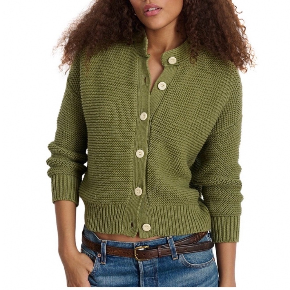 Alex Mill Olive Green Chunky Knit Button Front Cardigan Sweater Women's Size S